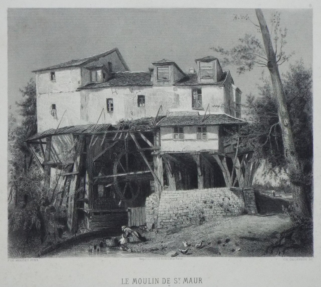 Lithograph - Le Moulin de St. Maur - Geoffroy